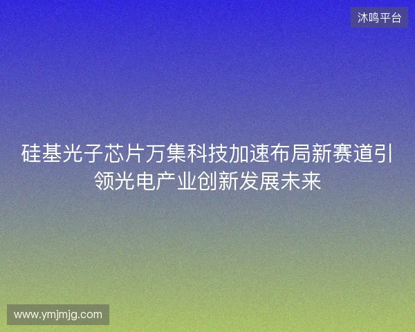 硅基光子芯片万集科技加速布局新赛道引领光电产业创新发展未来